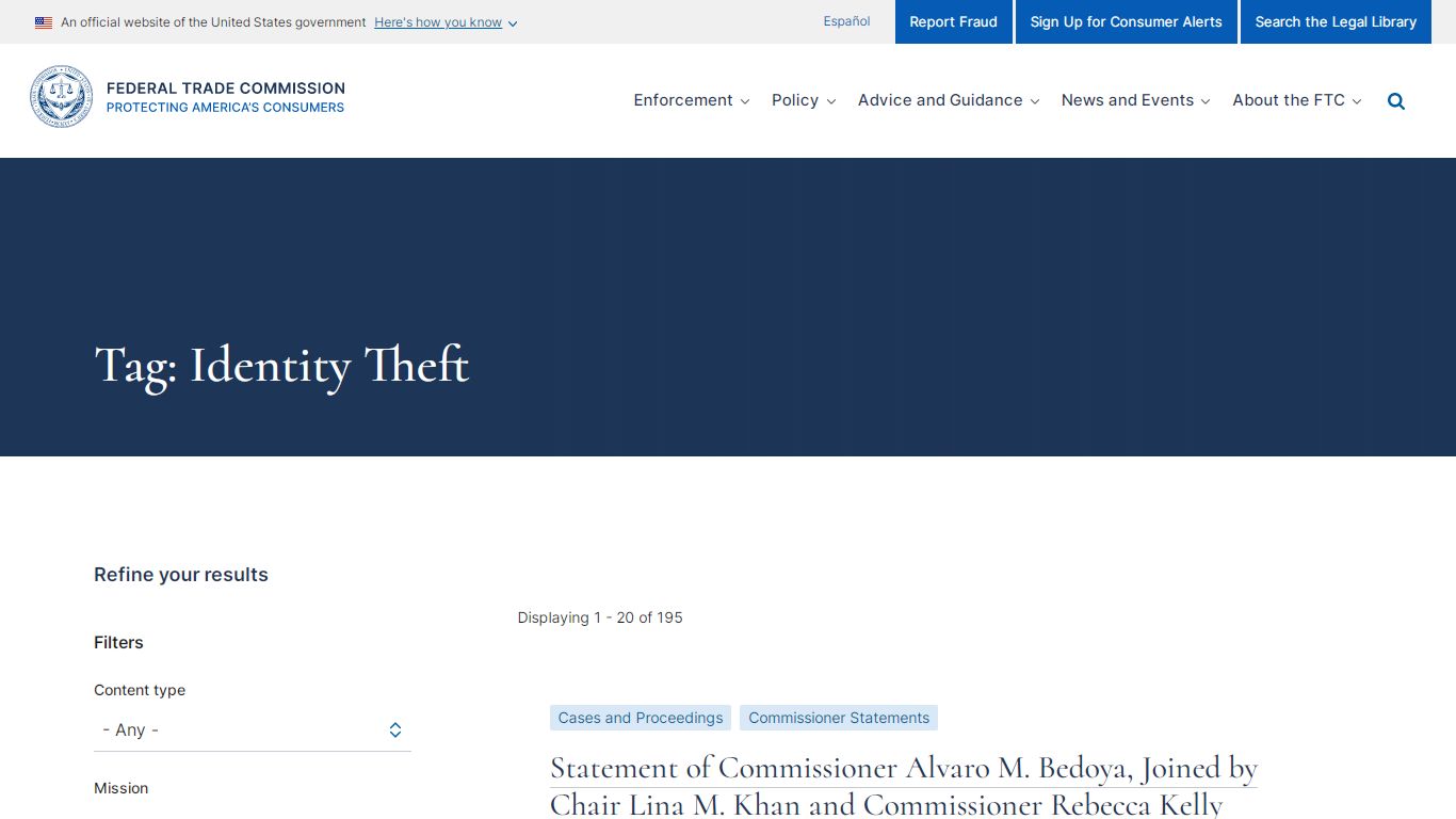 Identity Theft | Federal Trade Commission